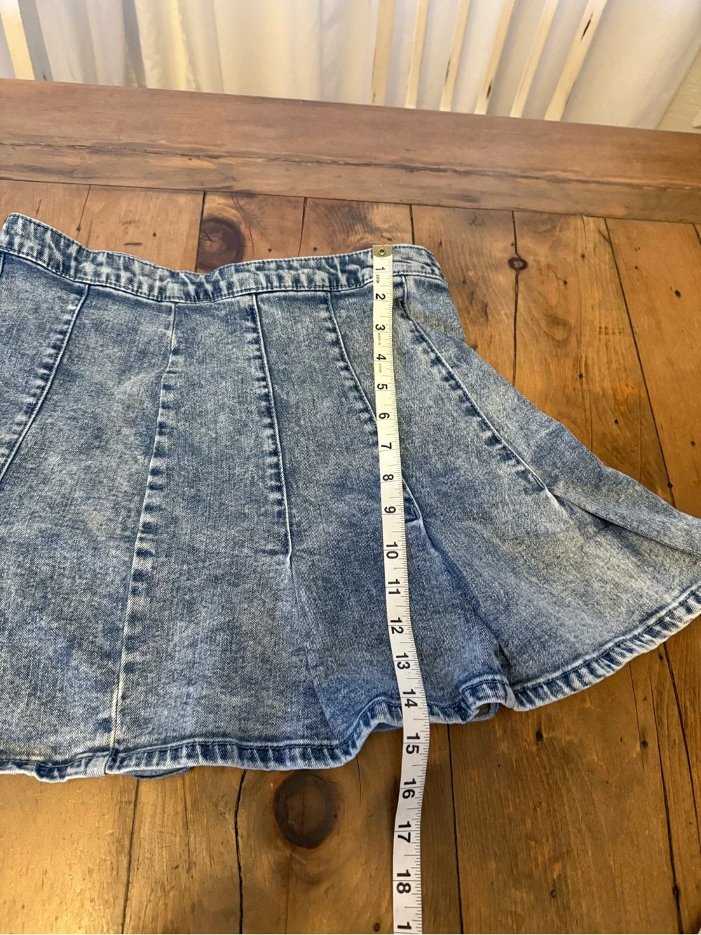 No Boundaries Acid Wash Denim Skater Skirt Size 11 Mini Flared Y2K Retro